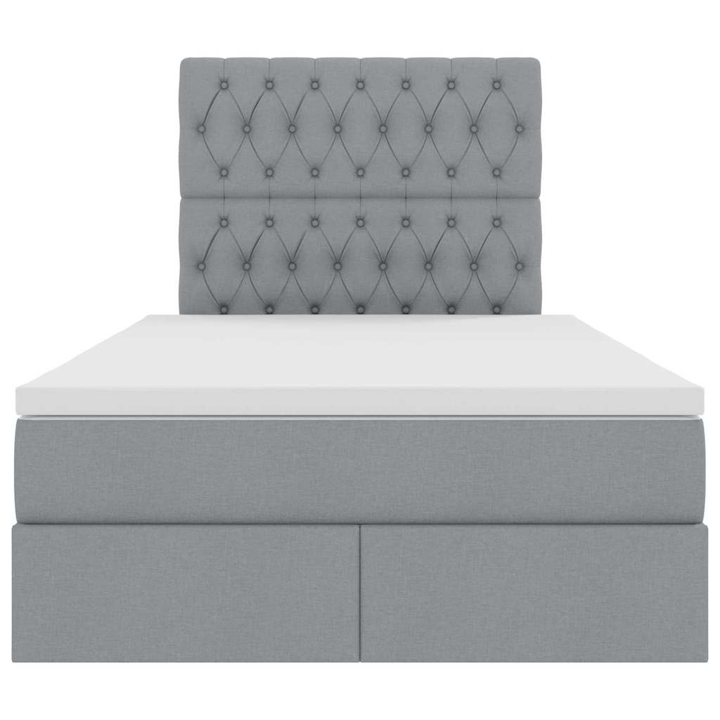 Κρεβάτι με αποθηκευτικό χώρο και στρώμα Ανοιχτό γκρι ύφασμα - Pakobazaar