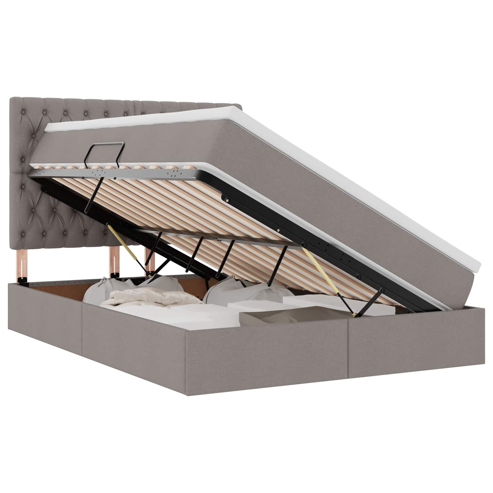 Κρεβάτι με αποθηκευτικό χώρο και στρώμα Taupe 140 x 190 cm - Pakobazaar