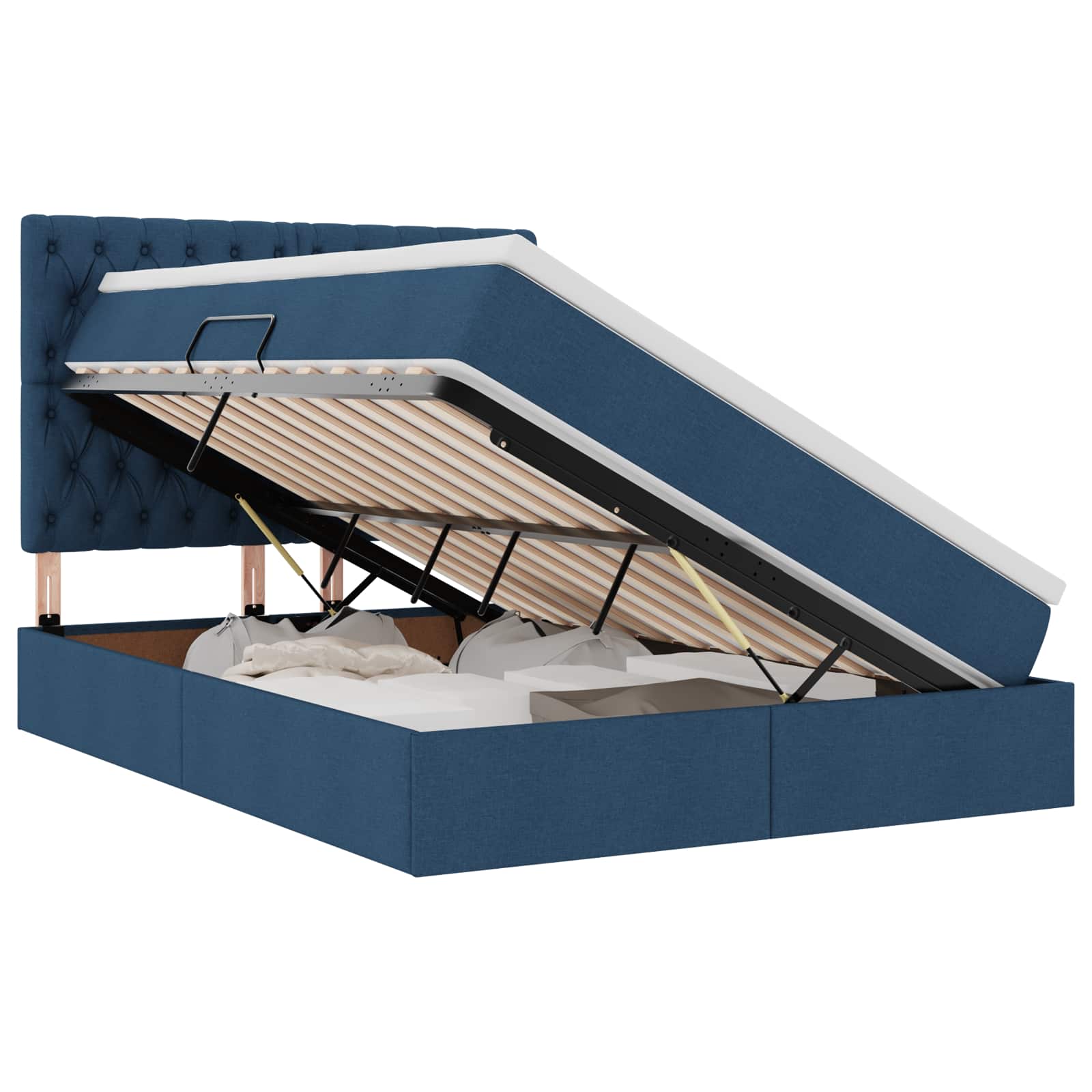 Κρεβάτι με αποθηκευτικό χώρο και στρώμα Μπλε 140 x 200 cm