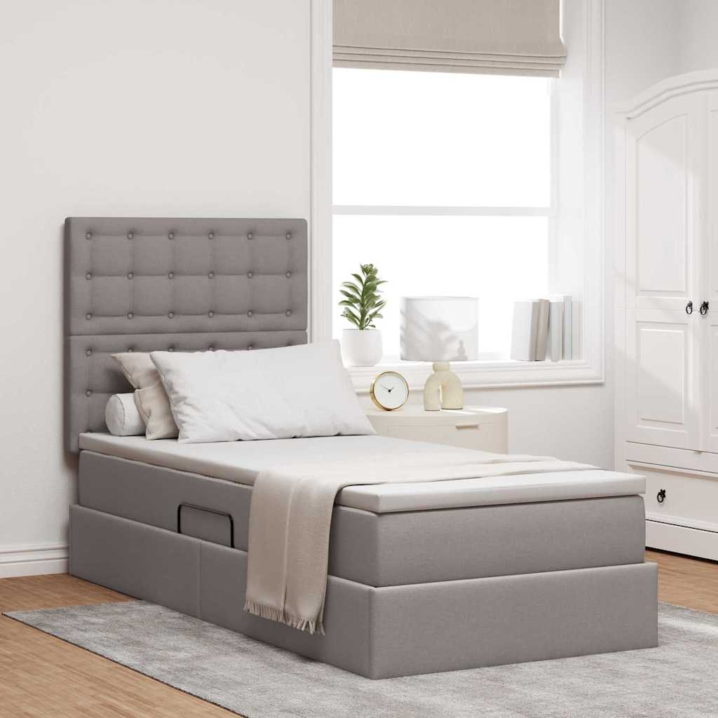 Κρεβάτι με αποθηκευτικό χώρο και στρώμα Taupe 90 x 190 cm - Pakobazaar