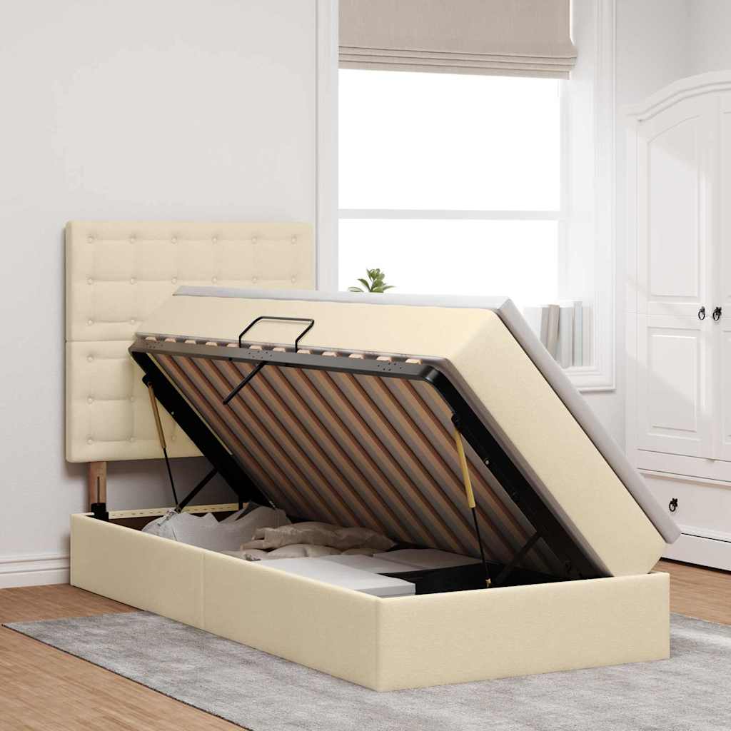 Κρεβάτι με αποθηκευτικό χώρο και στρώμα Κρέμ 90 x 190 cm - Pakobazaar