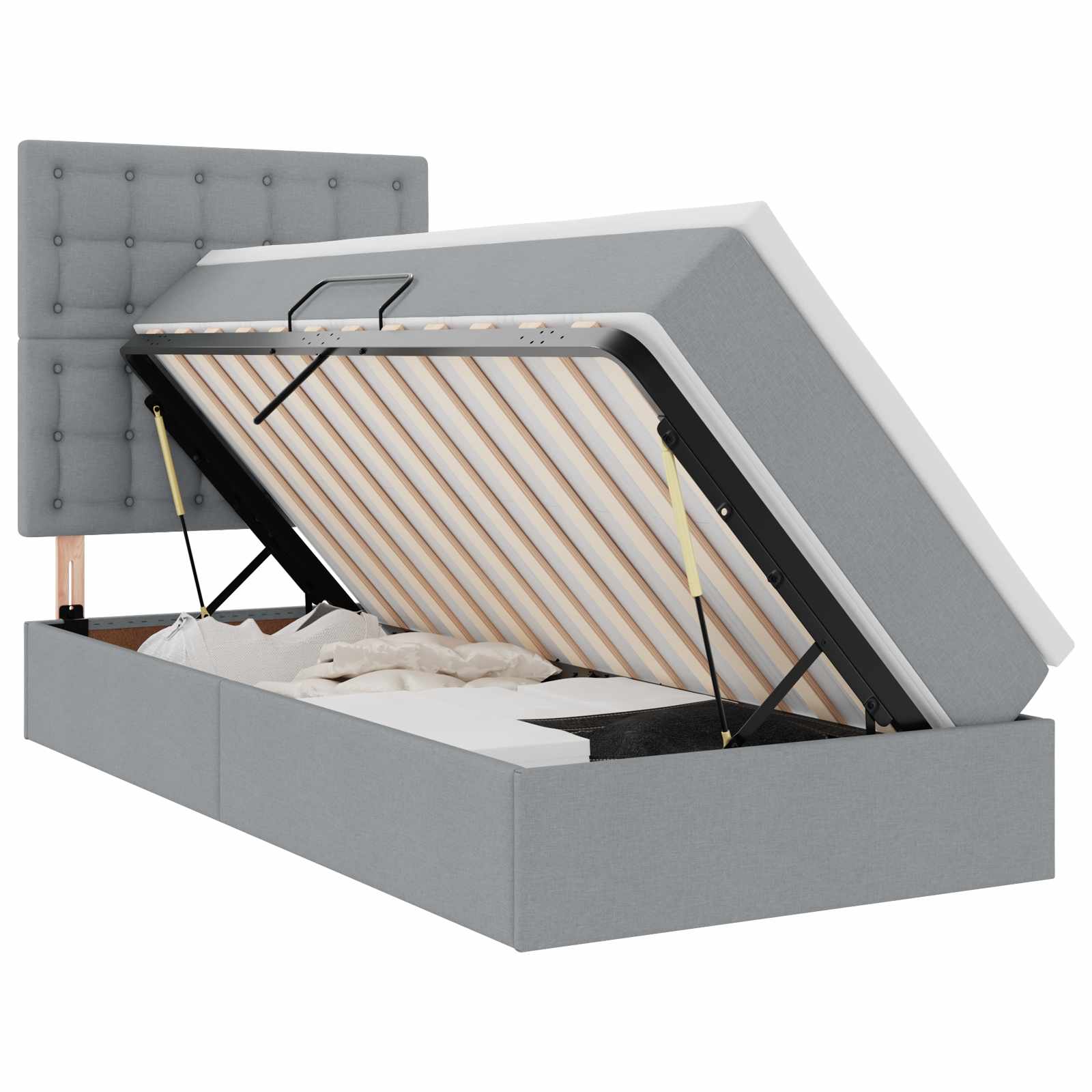 Κρεβάτι με αποθηκευτικό χώρο και στρώμα 90 x 200 cm Πολυεστέρας - Pakobazaar