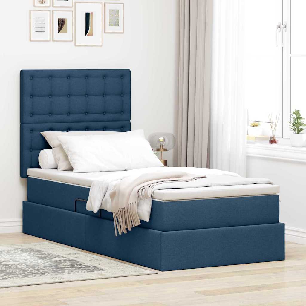 Κρεβάτι με αποθηκευτικό χώρο και στρώμα Μπλε 90 x 200 cm - Pakobazaar