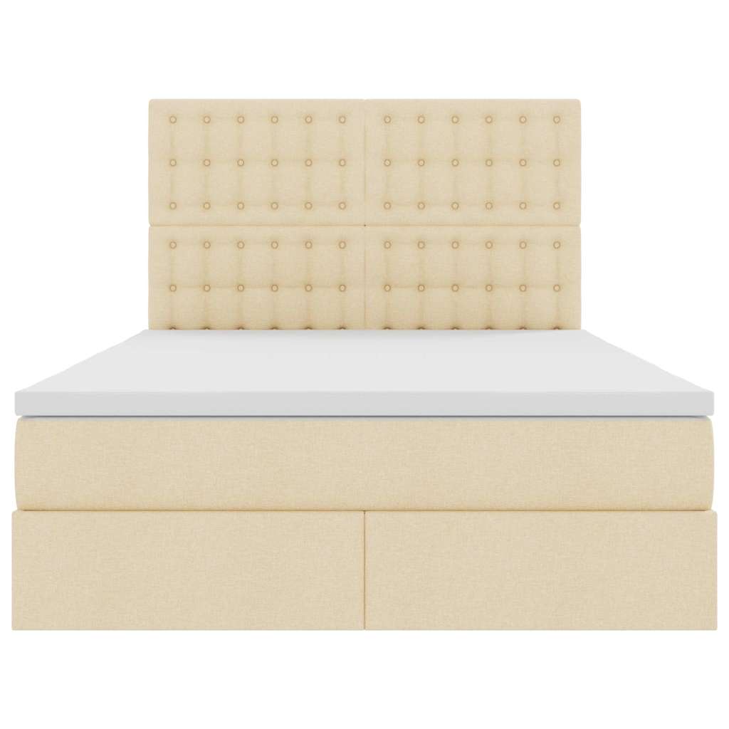 Κρεβάτι με αποθηκευτικό χώρο και στρώμα Κρέμ 140 x 190 cm - Pakobazaar