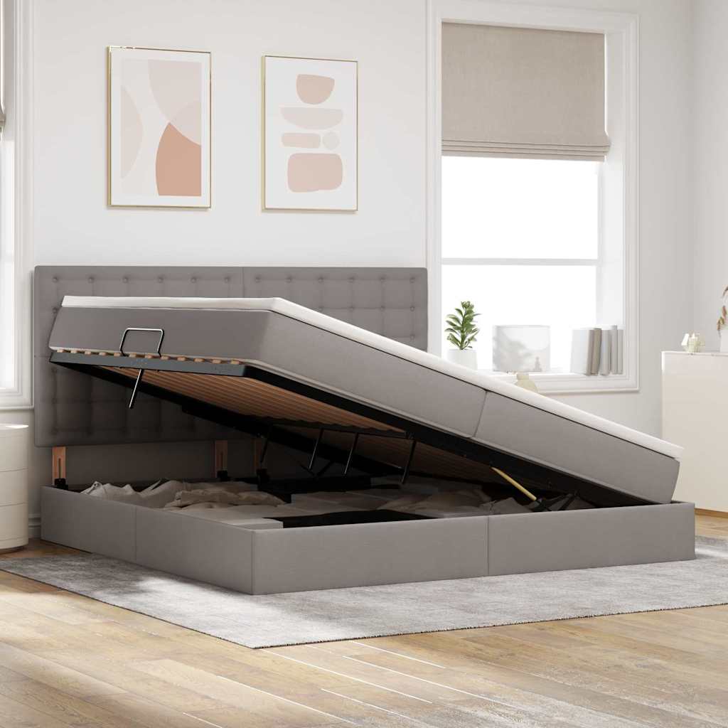 Κρεβάτι με αποθηκευτικό χώρο και στρώμα Taupe 200 x 200 cm - Pakobazaar