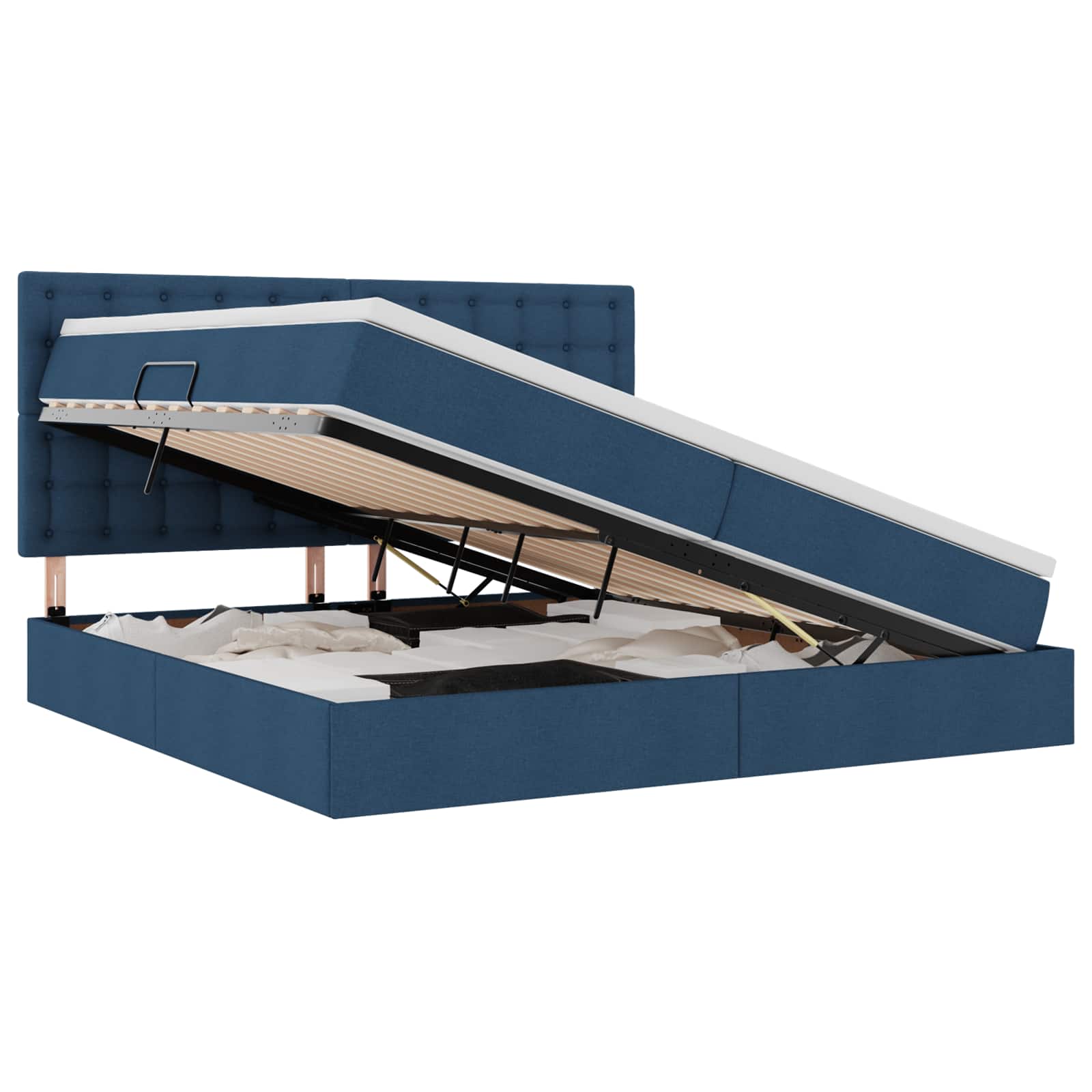 Κρεβάτι με αποθηκευτικό χώρο και στρώμα Μπλε 200 x 200 cm - Pakobazaar