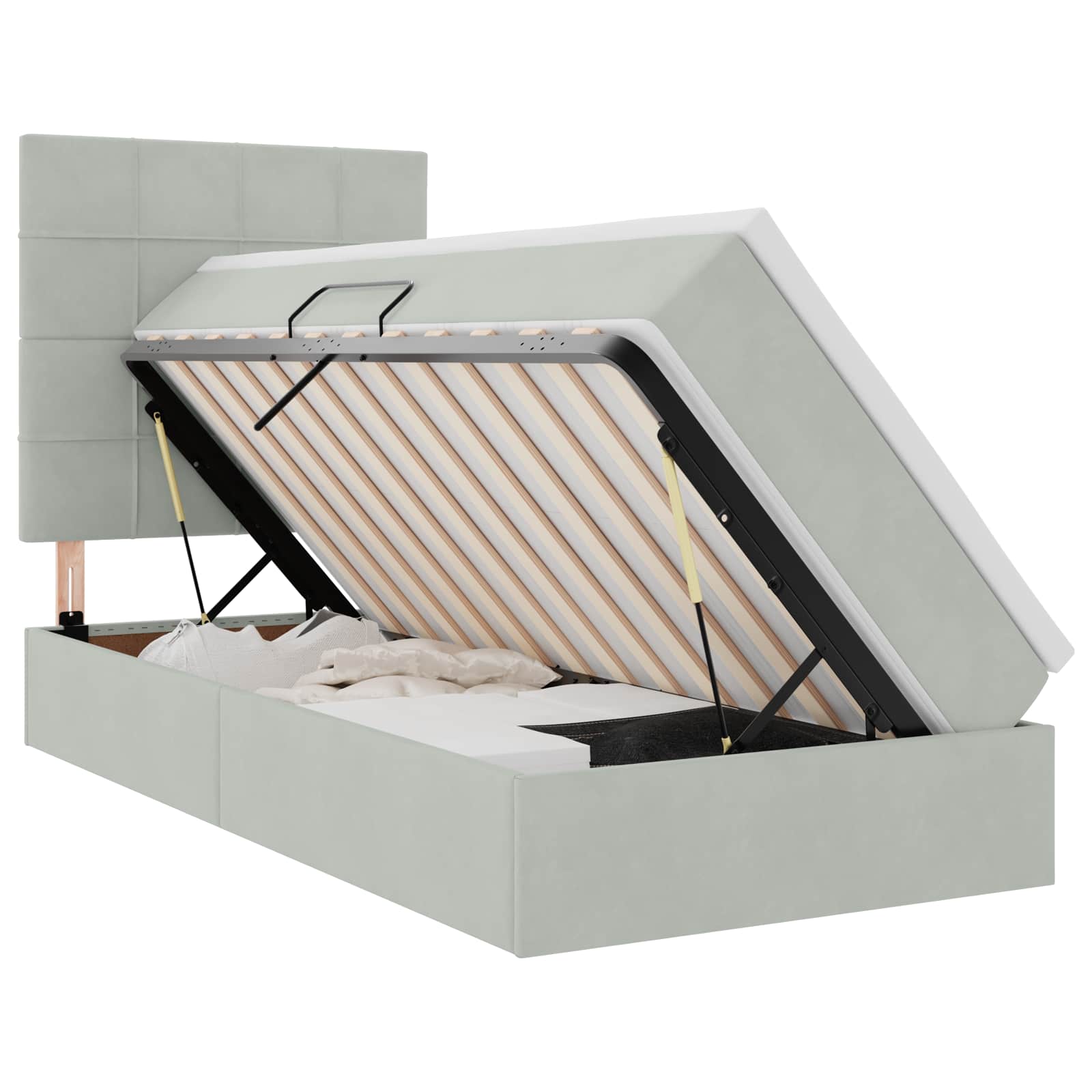 Κρεβάτι με αποθηκευτικό χώρο και στρώμα 90 x 190 cm Βελούδο - Pakobazaar