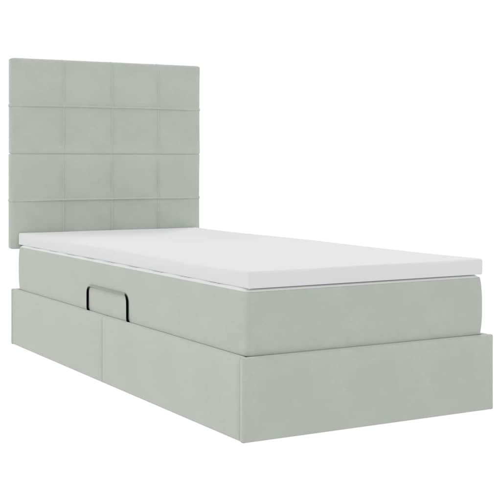 Κρεβάτι με αποθηκευτικό χώρο και στρώμα 90 x 190 cm Βελούδο - Pakobazaar