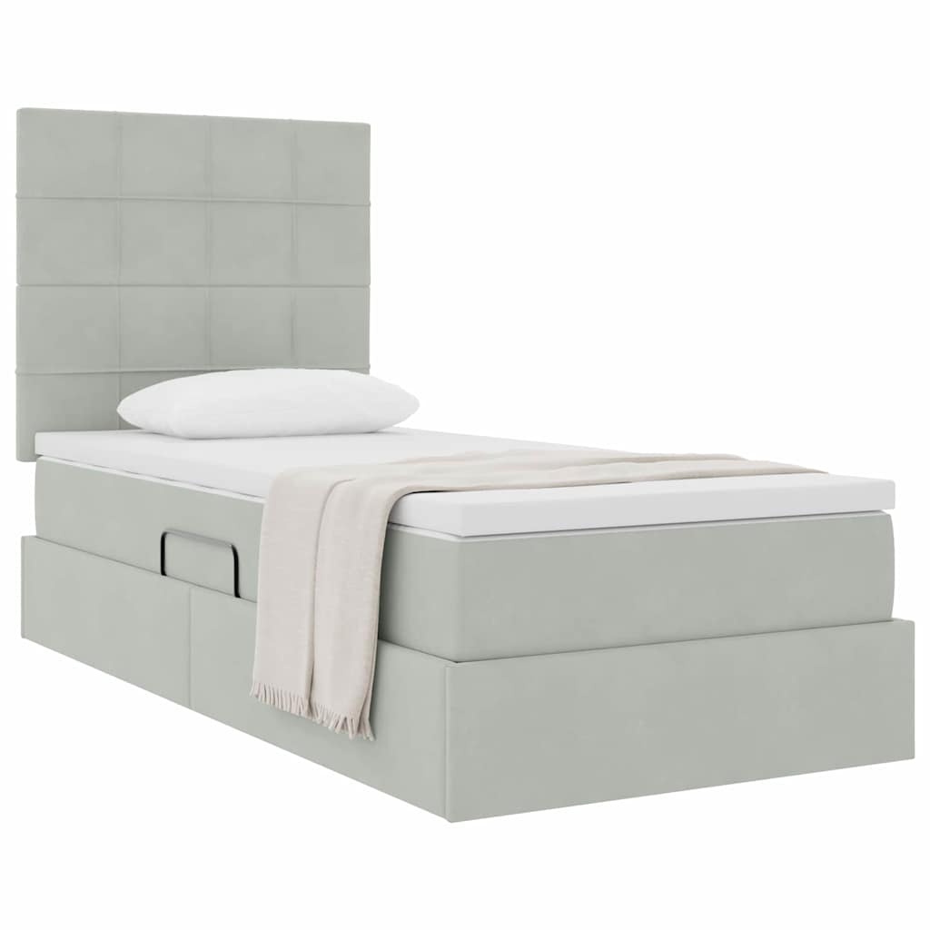 Κρεβάτι με αποθηκευτικό χώρο και στρώμα 90 x 190 cm Βελούδο - Pakobazaar