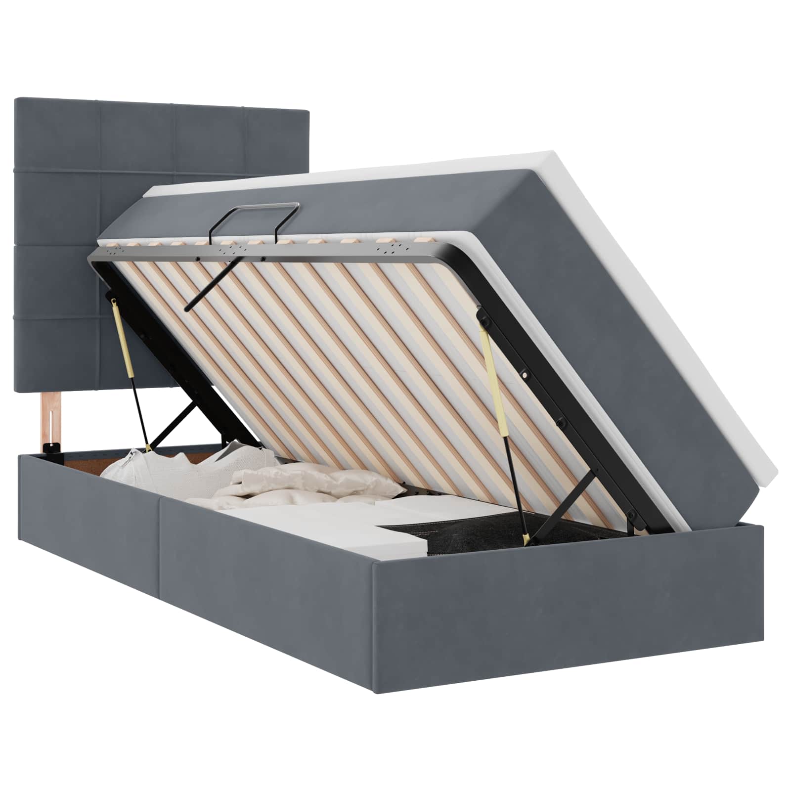 Κρεβάτι με αποθηκευτικό χώρο και στρώμα 100 x 200 cm Βελούδο - Pakobazaar