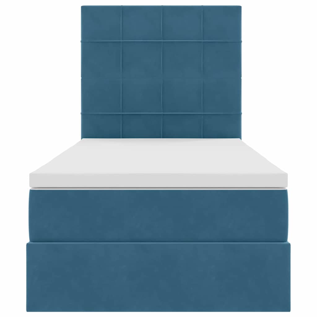 Κρεβάτι με αποθηκευτικό χώρο και στρώμα Σκούρο Μπλε Βελούδο