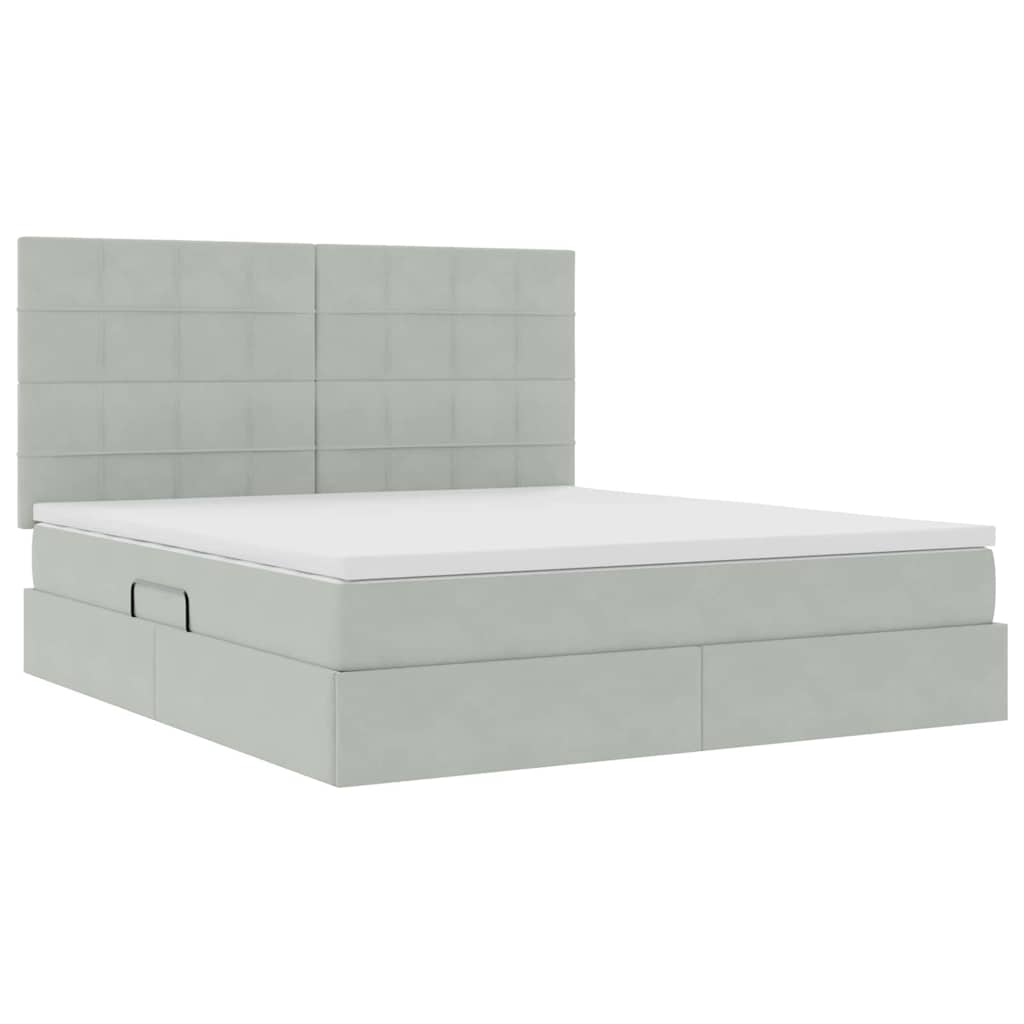 Κρεβάτι με αποθηκευτικό χώρο και στρώμα 160 x 200 cm Βελούδο - Pakobazaar