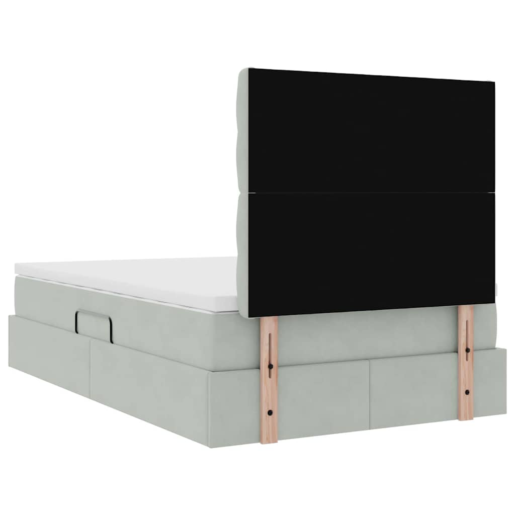 Κρεβάτι με αποθηκευτικό χώρο και στρώμα Ανοιχτό γκρι Βελούδο - Pakobazaar