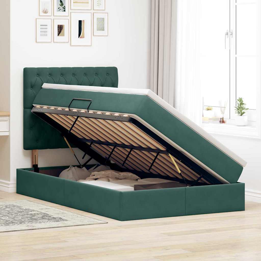 Κρεβάτι με αποθηκευτικό χώρο και στρώμα 120 x 200 cm Βελούδο - Pakobazaar