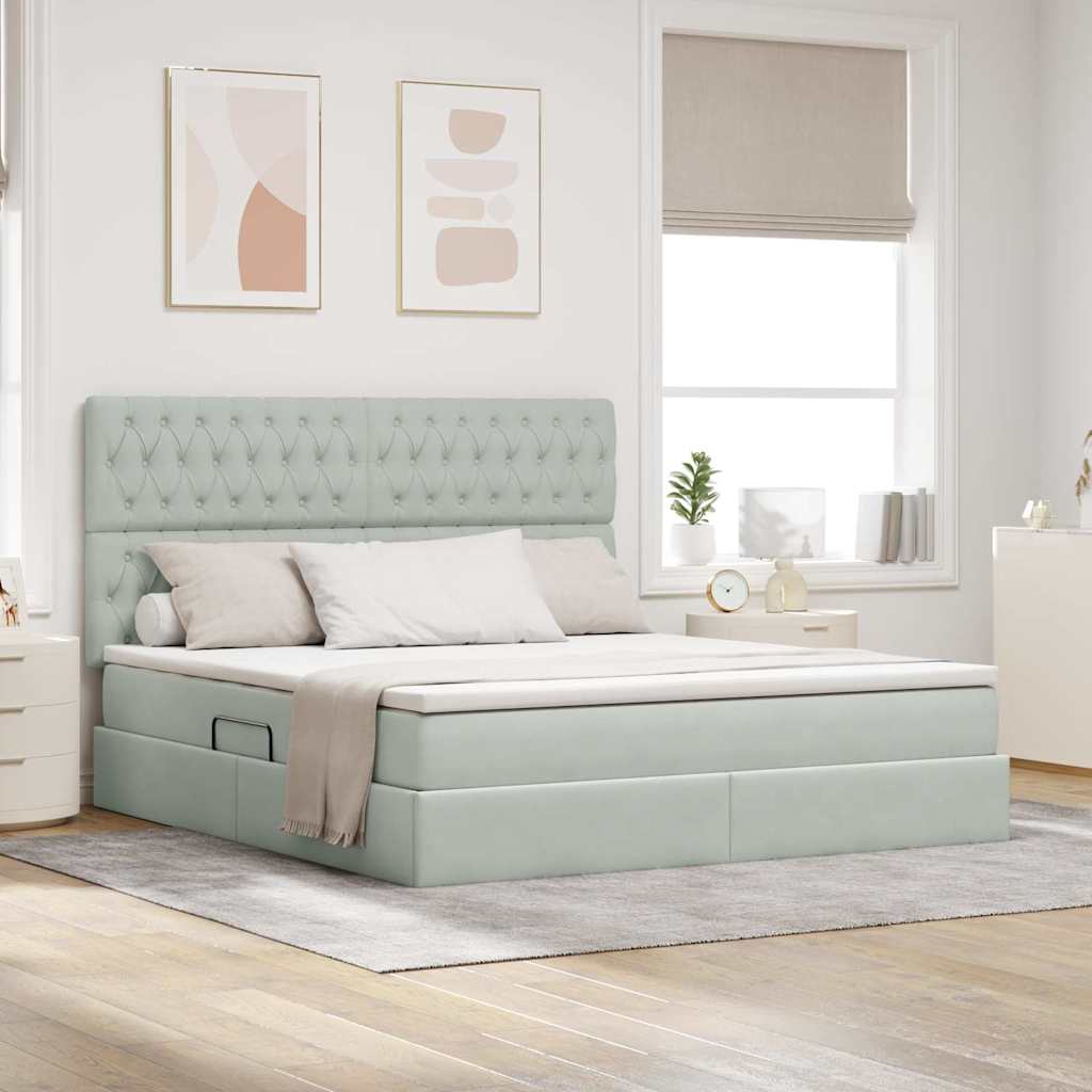 Κρεβάτι με αποθηκευτικό χώρο και στρώμα 180 x 200 cm Βελούδο - Pakobazaar