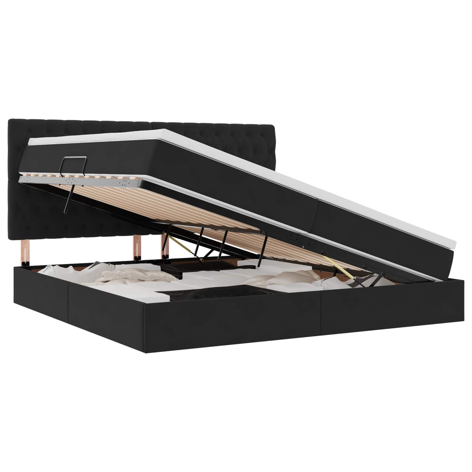 Κρεβάτι με αποθηκευτικό χώρο και στρώμα Μαύρο 200 x 200 cm - Pakobazaar