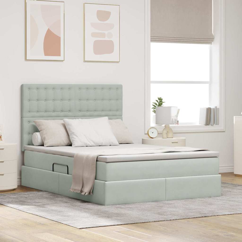 Κρεβάτι με αποθηκευτικό χώρο και στρώμα 140 x 190 cm Βελούδο - Pakobazaar