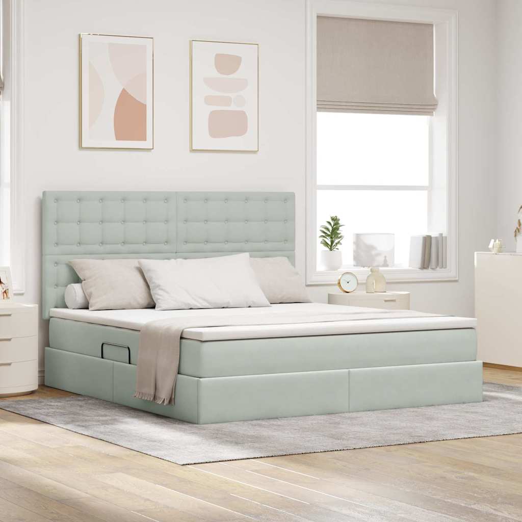 Κρεβάτι με αποθηκευτικό χώρο και στρώμα 160 x 200 cm Βελούδο - Pakobazaar