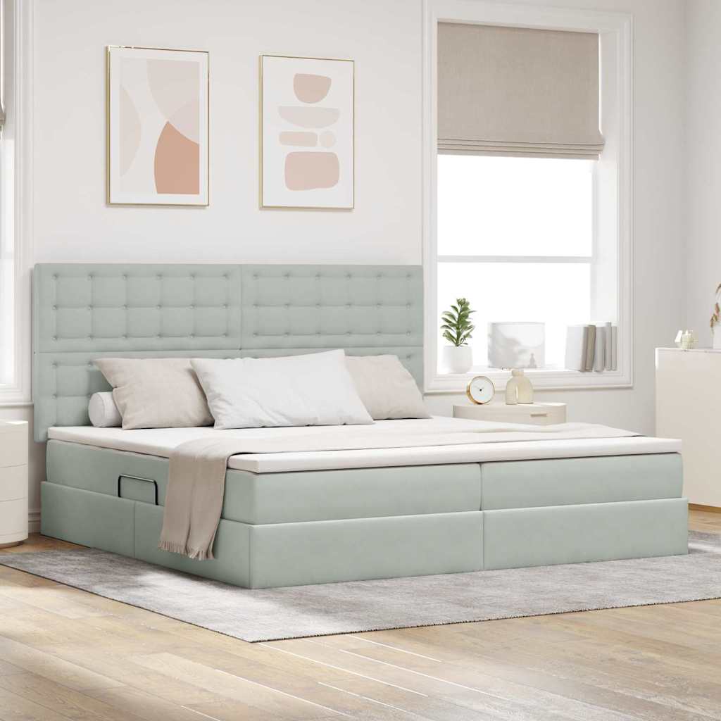 Κρεβάτι με αποθηκευτικό χώρο και στρώμα 200 x 200 cm Βελούδο - Pakobazaar