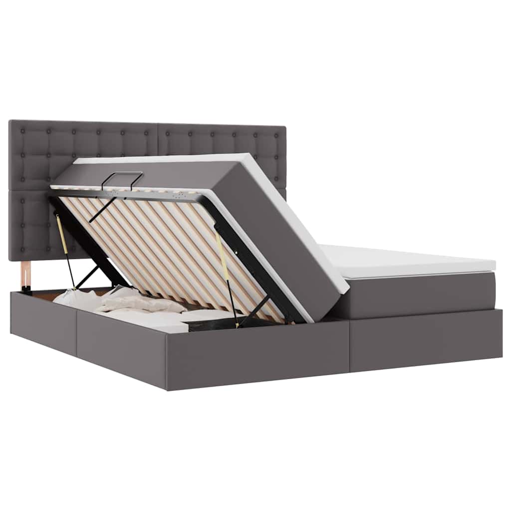 Κρεβάτι με αποθηκευτικό χώρο και στρώμα Γκρι 180 x 200 cm