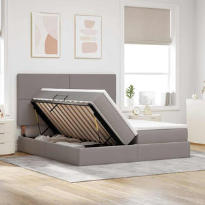Κρεβάτι Αποθήκης με κεφαλάρι Taupe 200 x 200 cm Ύφασμα