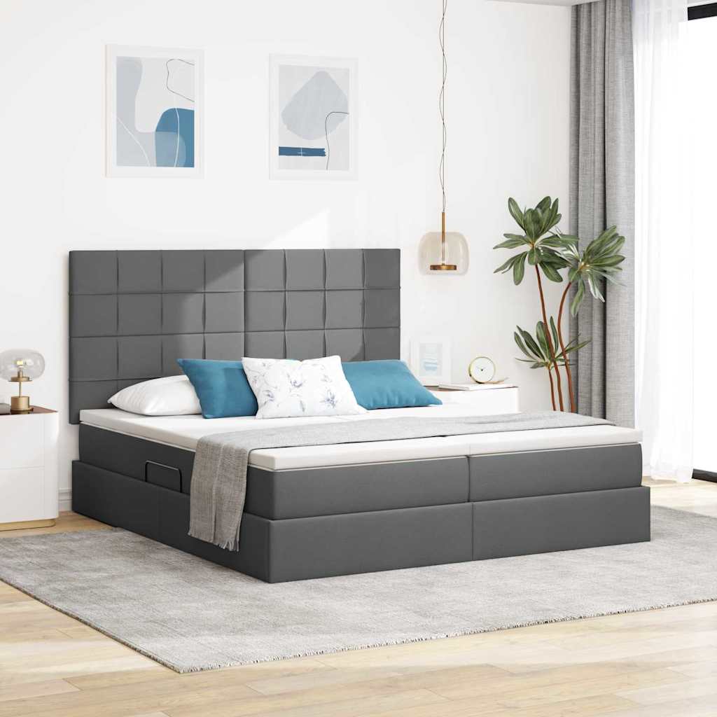 Κρεβάτι Αποθήκης Σκούρο Γκρι 180 x 200 cm Τεχνητό Δέρμα - Pakobazaar