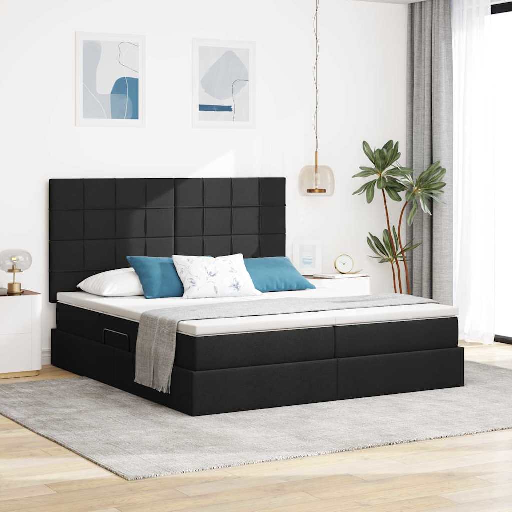 Κρεβάτι Αποθήκης με στρώμα Μαύρο 180 x 200 cm Τεχνητό Δέρμα - Pakobazaar