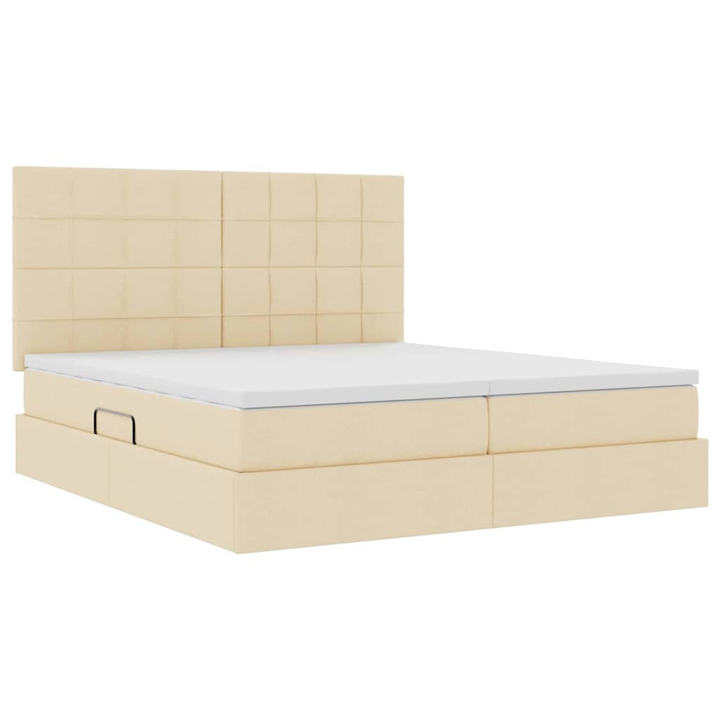 Κρεβάτι Αποθήκης με κεφαλάρι Κρέμ 180 x 200 cm Τεχνητό Δέρμα