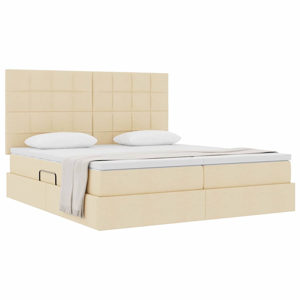 Κρεβάτι Αποθήκης με κεφαλάρι Κρέμ 180 x 200 cm Τεχνητό Δέρμα