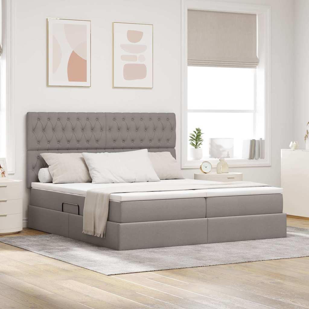 Κρεβάτι Αποθήκης με κεφαλάρι Taupe 180 x 200 cm Ύφασμα