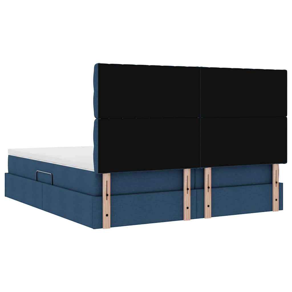 Κρεβάτι Αποθήκης με κεφαλάρι Μπλε 180 x 200 cm Ύφασμα