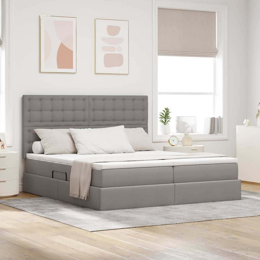 Κρεβάτι Αποθήκης με στρώμα Taupe 180 x 200 cm Τεχνητό Δέρμα - Pakobazaar