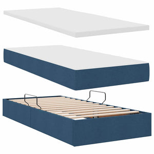 Κρεβάτι Αποθήκης με στρώμα Μπλε 180 x 200 cm Τεχνητό Δέρμα - Pakobazaar
