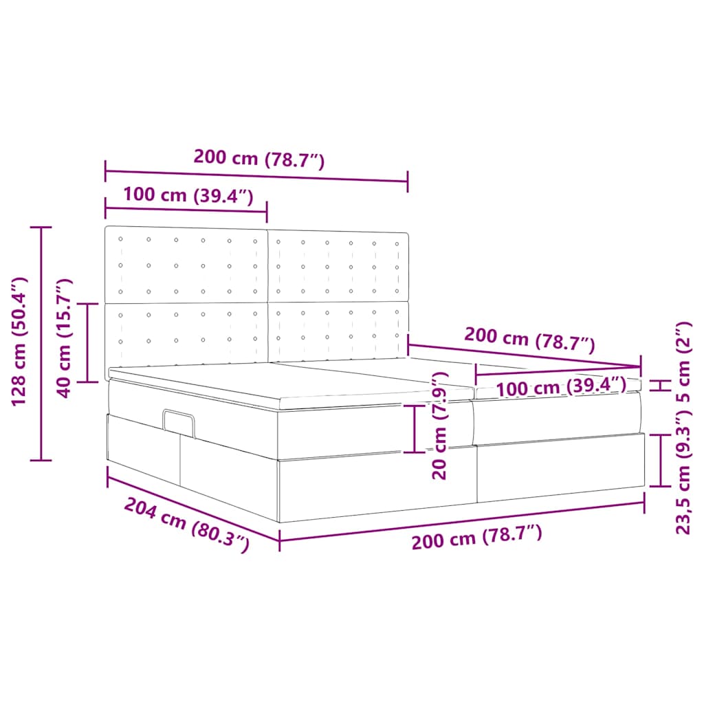 Κρεβάτι Αποθήκης με στρώμα Μπλε 200 x 200 cm Τεχνητό Δέρμα - Pakobazaar