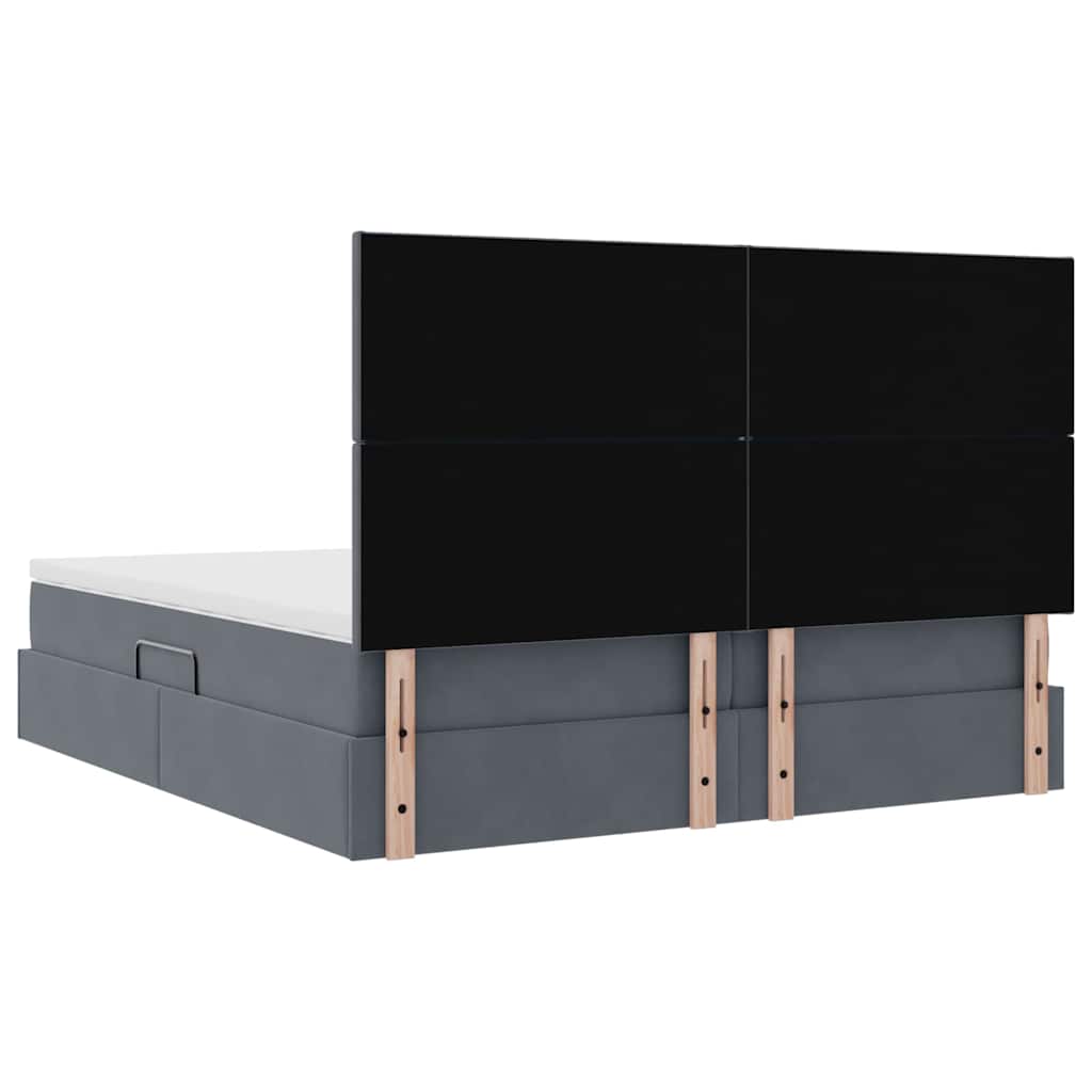 Κρεβάτι Αποθήκης με στρώμα Σκούρο Γκρι 200 x 200 cm Βελούδο - Pakobazaar