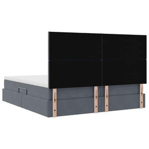 Κρεβάτι Αποθήκης με στρώμα Σκούρο Γκρι 200 x 200 cm Βελούδο - Pakobazaar