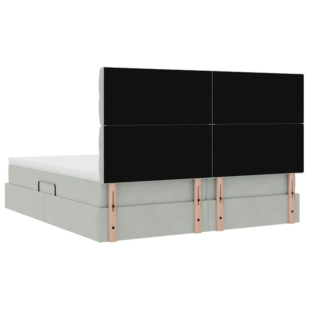 Κρεβάτι Αποθήκης με στρώμα Ανοιχτό γκρι 180 x 200 cm Βελούδο - Pakobazaar