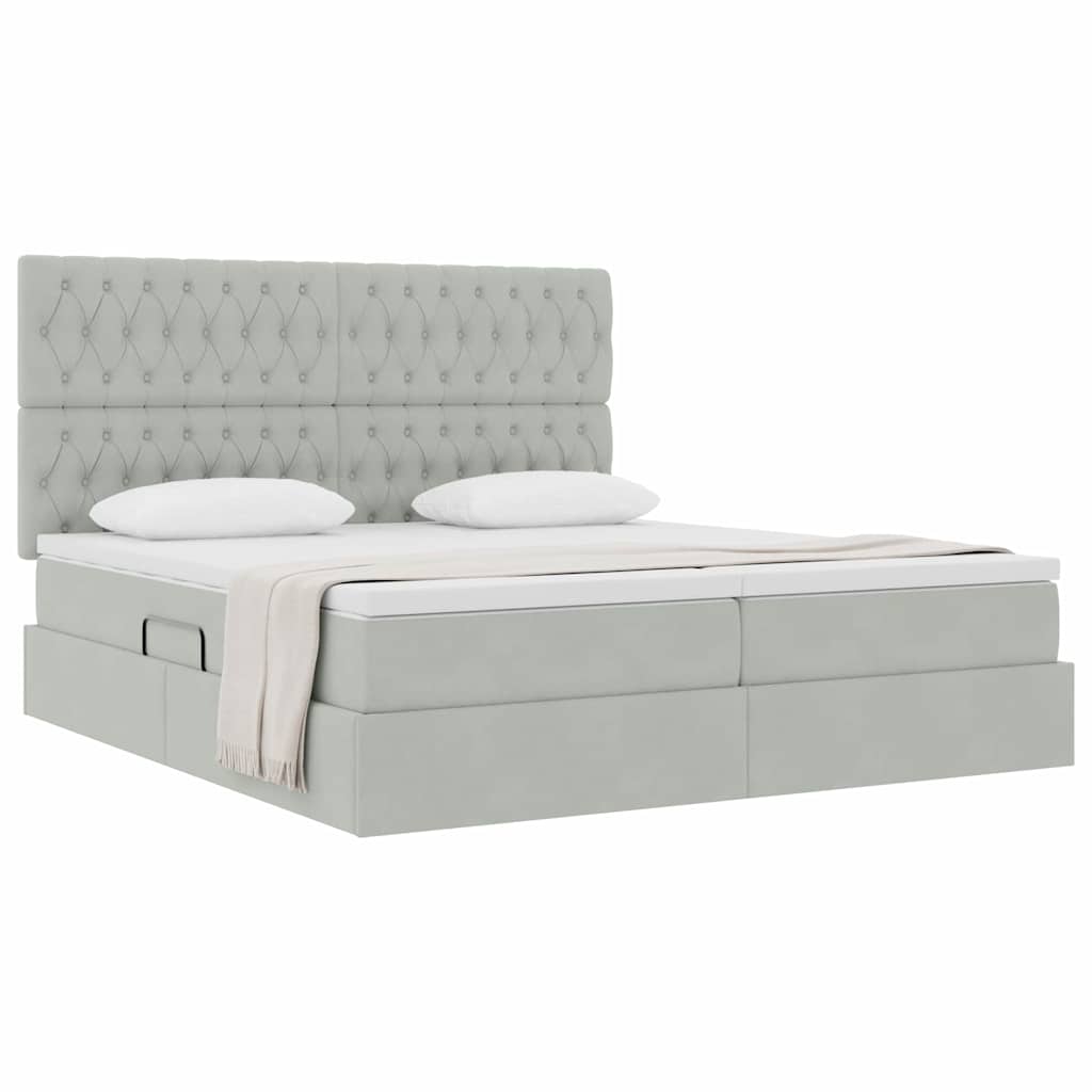 Κρεβάτι Αποθήκης με στρώμα Ανοιχτό γκρι 180 x 200 cm Βελούδο - Pakobazaar