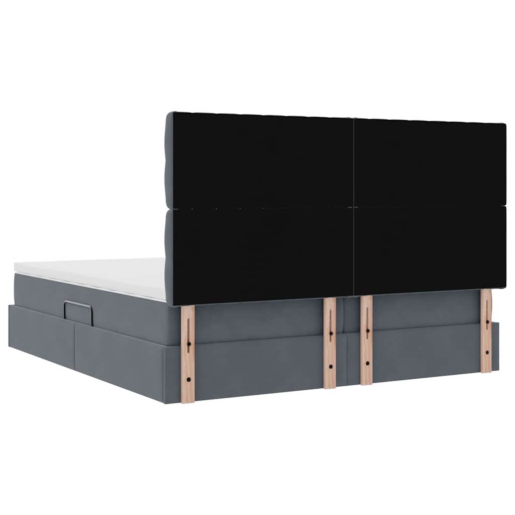 Κρεβάτι Αποθήκης με στρώμα Σκούρο Γκρι 200 x 200 cm Βελούδο - Pakobazaar