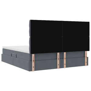 Κρεβάτι Αποθήκης με στρώμα Σκούρο Γκρι 200 x 200 cm Βελούδο - Pakobazaar