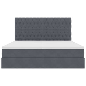 Κρεβάτι Αποθήκης με στρώμα Σκούρο Γκρι 200 x 200 cm Βελούδο - Pakobazaar
