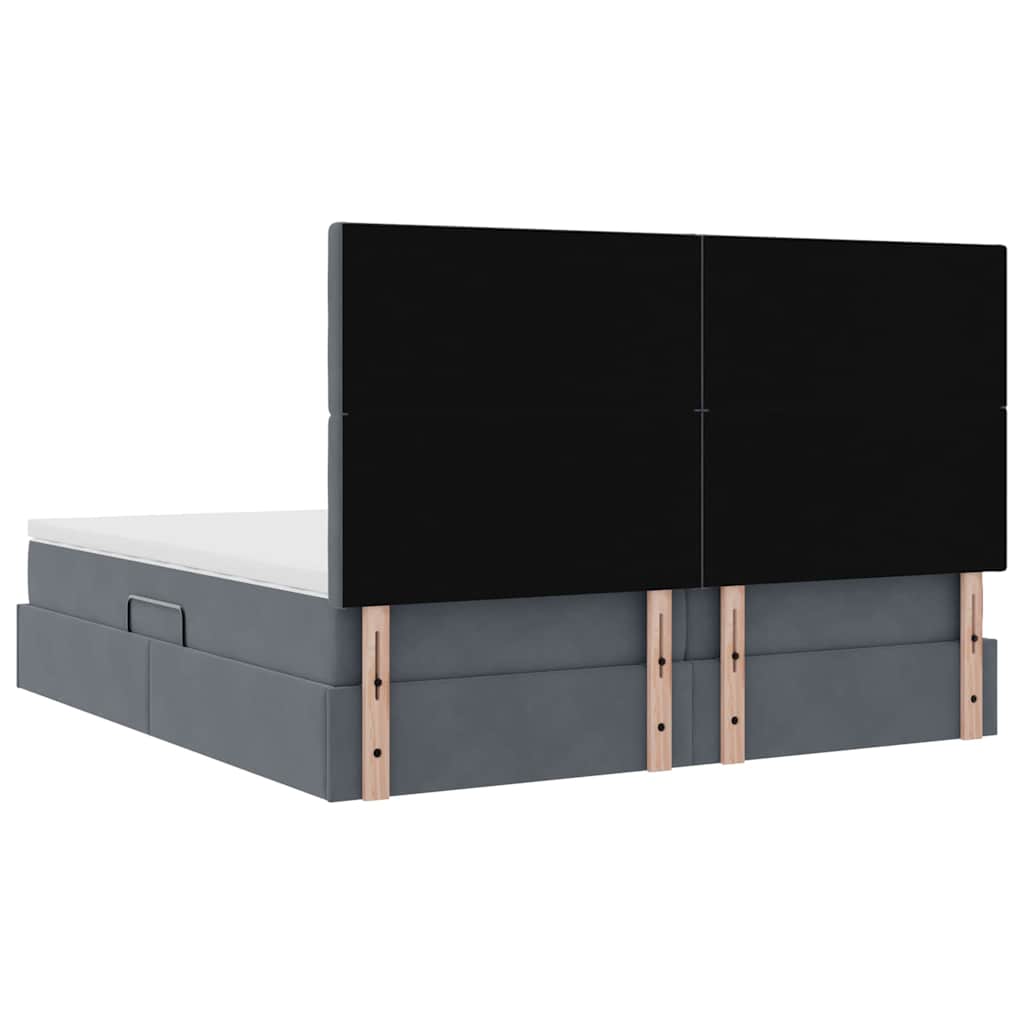 Κρεβάτι Αποθήκης με στρώμα Σκούρο Γκρι 200 x 200 cm Βελούδο - Pakobazaar