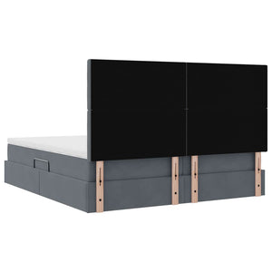 Κρεβάτι Αποθήκης με στρώμα Σκούρο Γκρι 200 x 200 cm Βελούδο - Pakobazaar