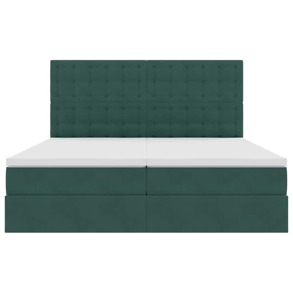 Κρεβάτι Αποθήκης με στρώμα Σκούρο Πράσινο 200 x 200 cm Βελούδο - Pakobazaar