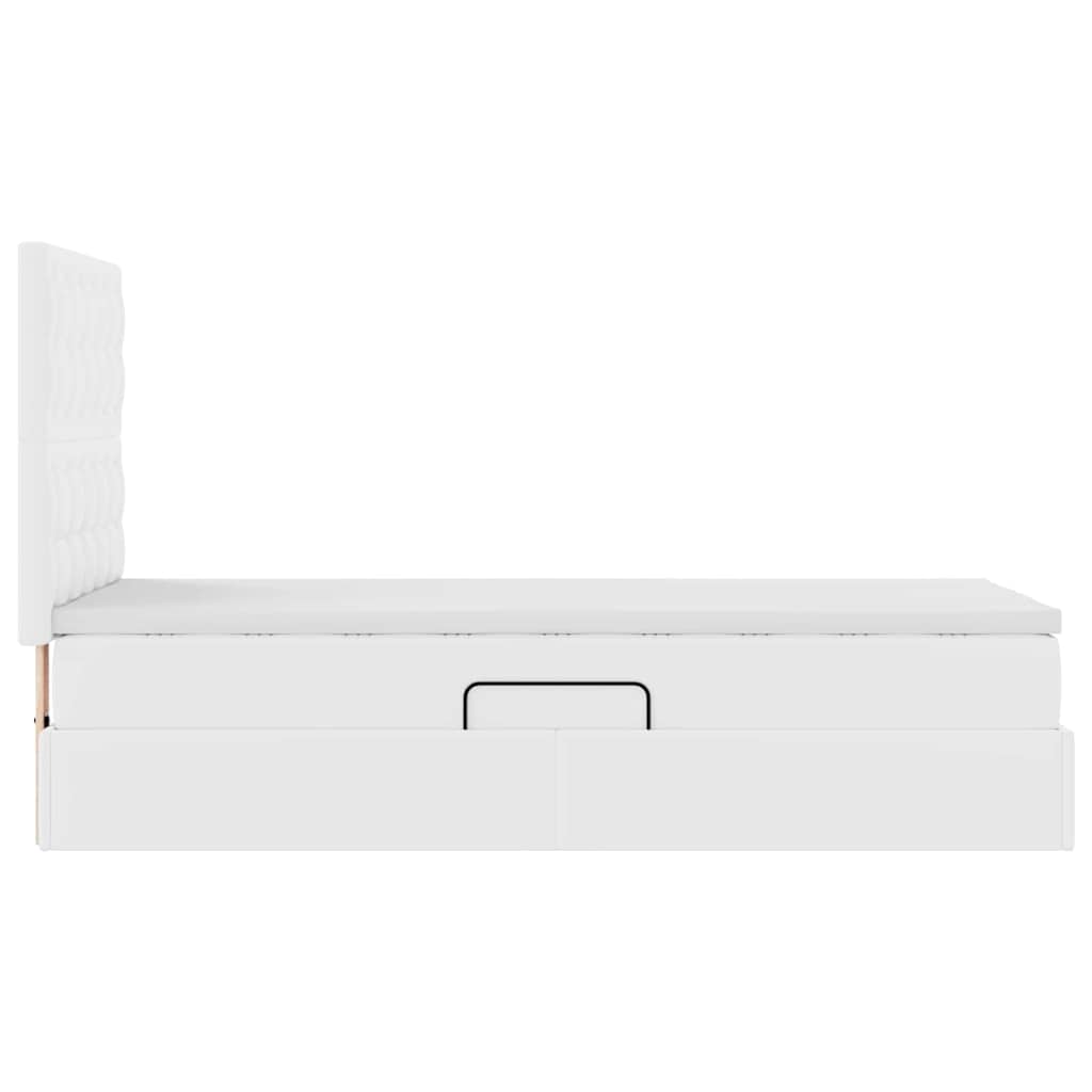 Κρεβάτι με αποθηκευτικό χώρο και LED Καθαρό Λευκό 90 x 190 cm - Pakobazaar