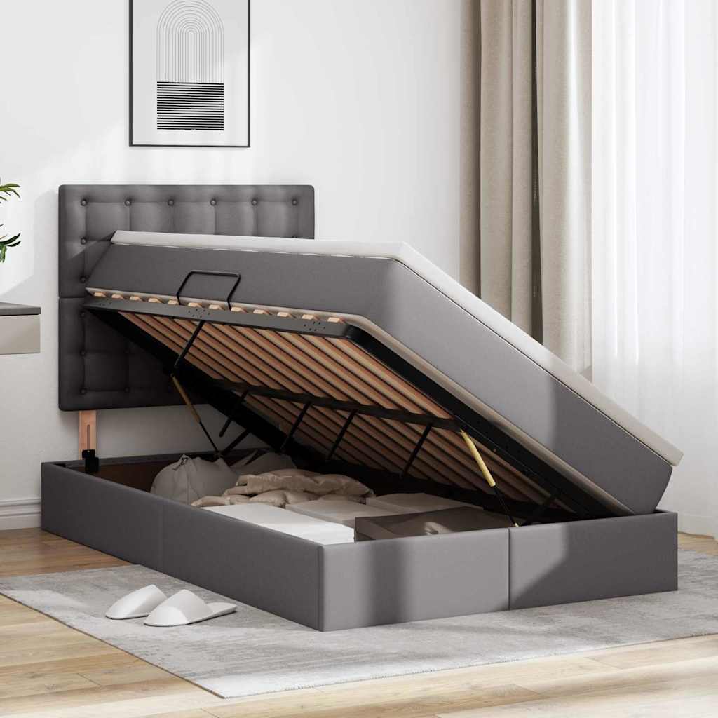 Κρεβάτι με αποθηκευτικό χώρο και LED με led Γκρι 120 x 190 cm