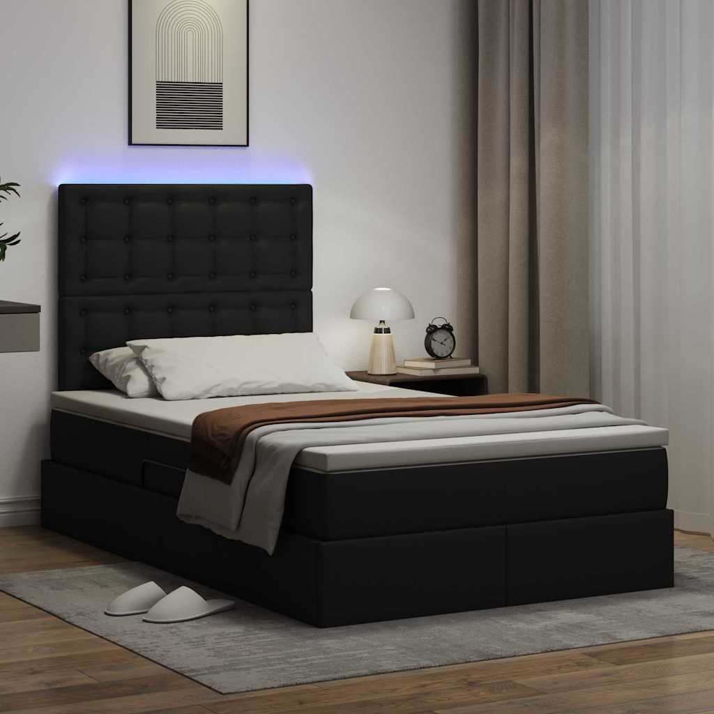 Κρεβάτι με αποθηκευτικό χώρο και LED με led Μαύρο 120 x 200 cm - Pakobazaar