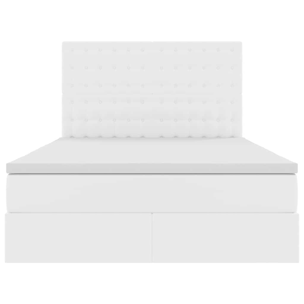 Κρεβάτι με αποθηκευτικό χώρο και LED Καθαρό Λευκό 140 x 190 cm - Pakobazaar