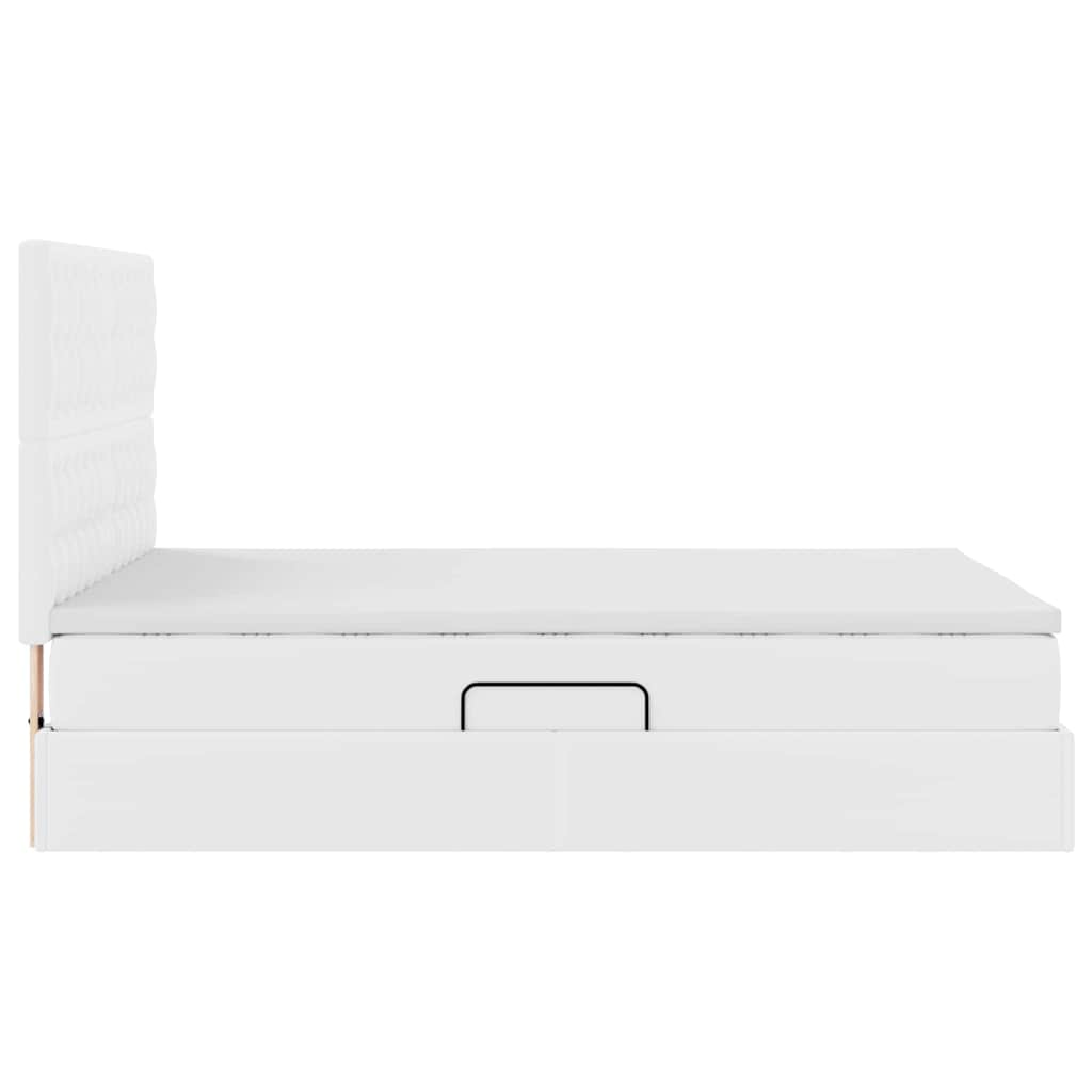 Κρεβάτι με αποθηκευτικό χώρο και LED Καθαρό Λευκό 140 x 190 cm - Pakobazaar