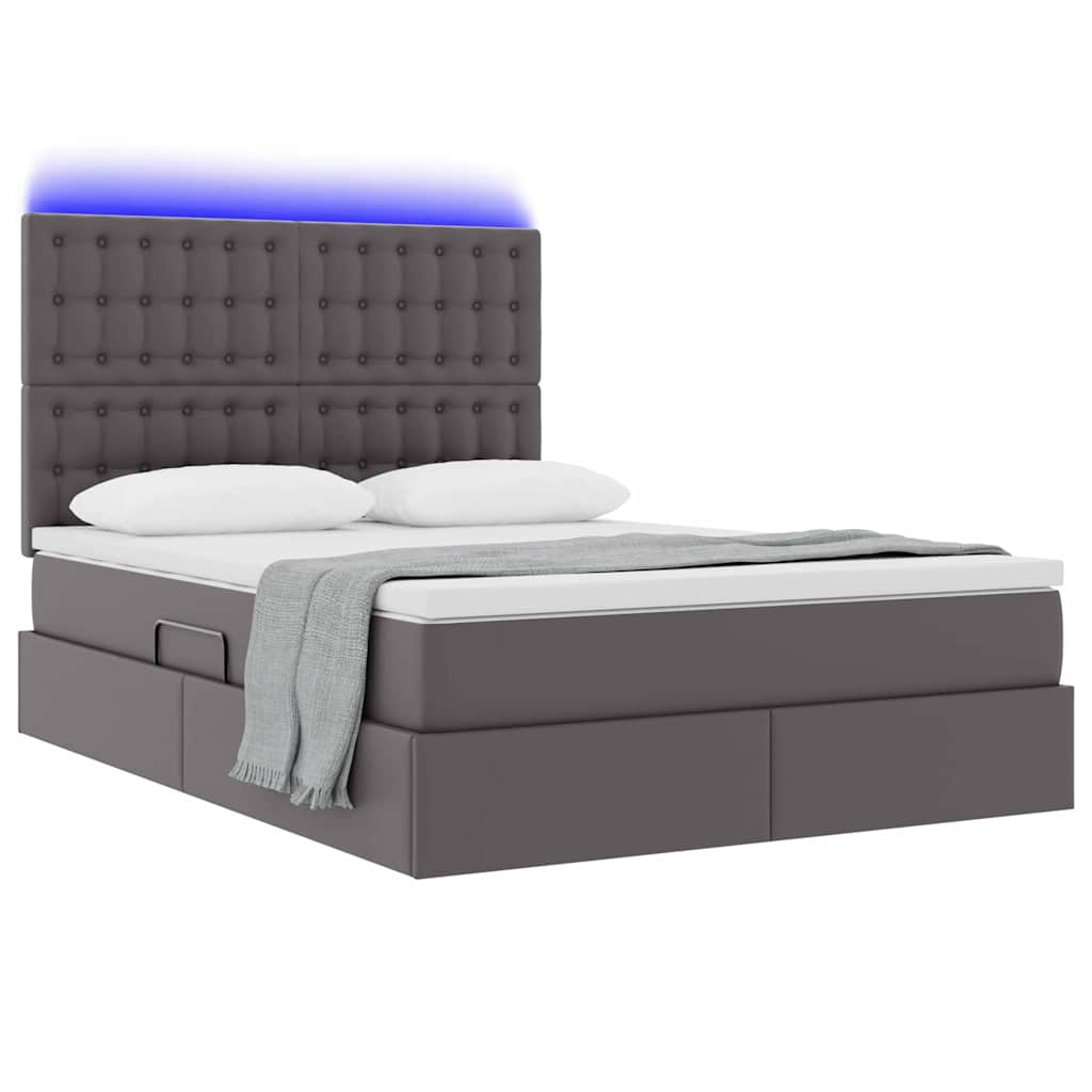 Κρεβάτι με αποθηκευτικό χώρο και LED με led Γκρι 140 x 200 cm - Pakobazaar